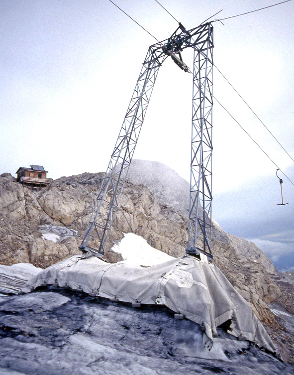 Dachsteingletscher. Hallstätter Gletscher; Schladminger Gletscher, Gletschermessung, Messmarke, Umweltschutz,  Dachsteingebirge. Gletscherzustandsbericht, Gletscherbericht 2019. ANISA, Verein für alpine Forschung