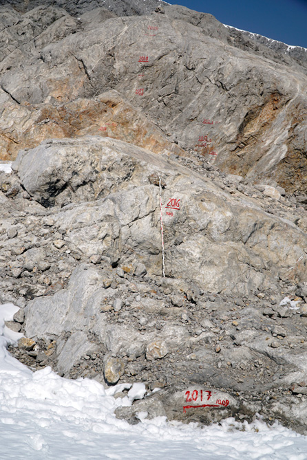 Schladminger Gletscher. Messmarke 2017, Dachsteingebirge. ANISA Dokumentation 2017