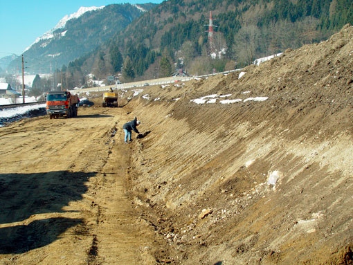 Mure überdeckt bronzezeitliche Kulturschichten in Wörschach (Ennstal, Steiermark) Foto: Franz Mandl, ANISA 2014)