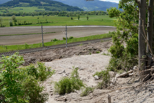 Mure überdeckt bronzezeitliche Kulturschichten in Wörschach (Ennstal, Steiermark) Foto: Franz Mandl, ANISA 2014)